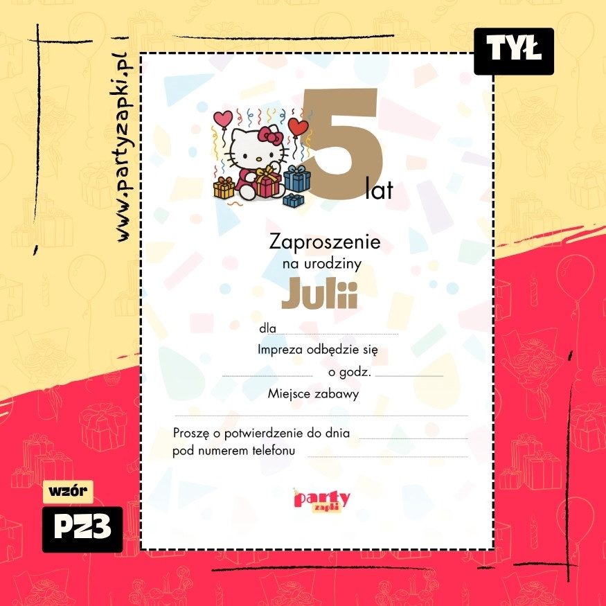 hello kitty zaproszenie na urodziny 01 pz3 tyl