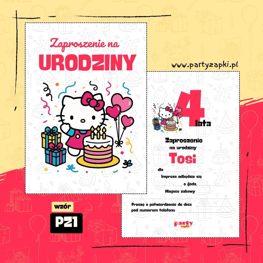 hello kitty zaproszenie na urodziny 06 pz1