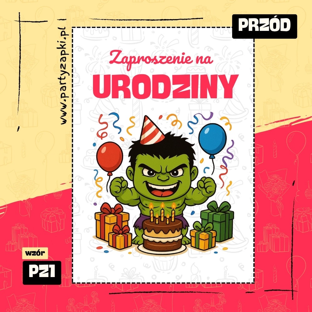 hulk zaproszenie na urodziny 01 pz1 przod