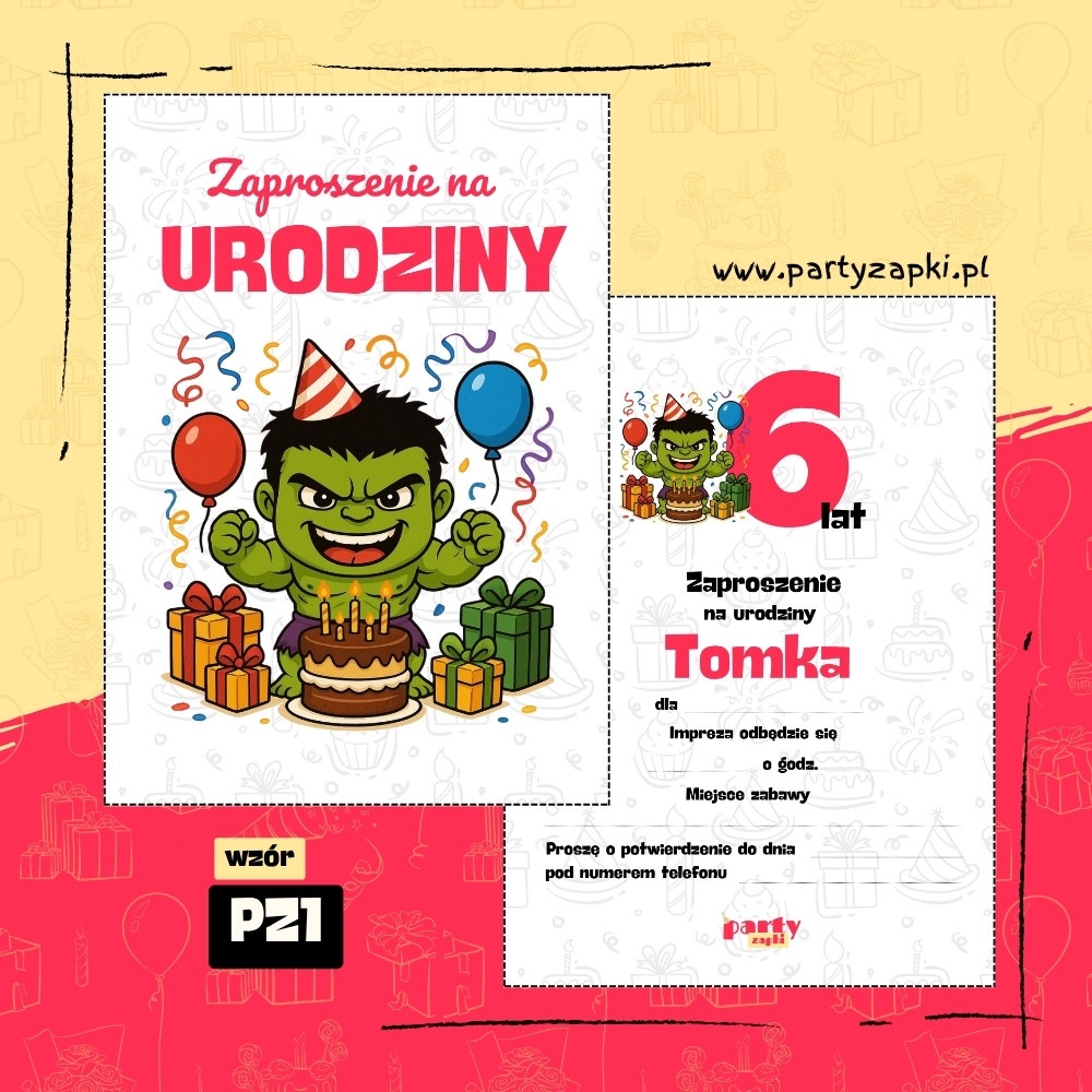 hulk zaproszenie na urodziny 02 pz1