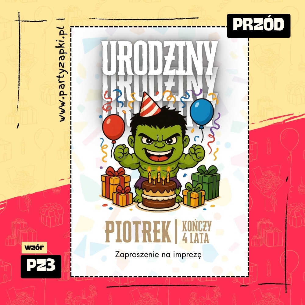 hulk zaproszenie na urodziny 01 pz3 przod