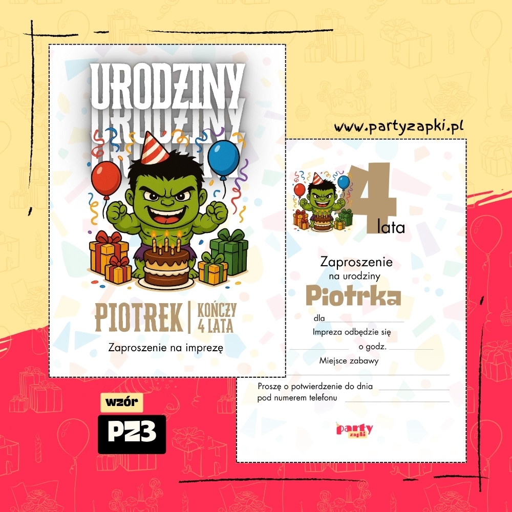 hulk zaproszenie na urodziny 02 pz3