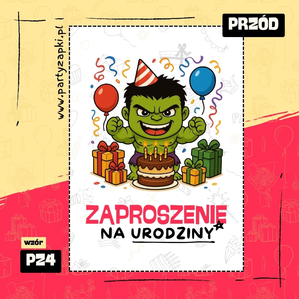 hulk zaproszenie na urodziny 02 pz4 przod