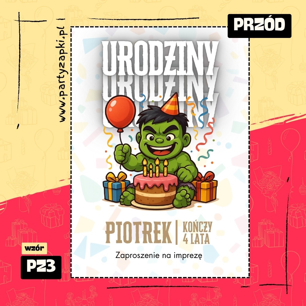 hulk zaproszenie na urodziny 01 pz3 przod