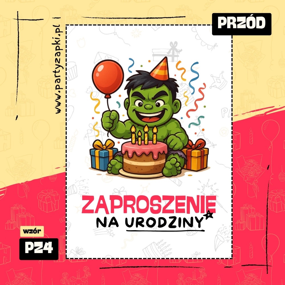 hulk zaproszenie na urodziny 01 pz4 przod