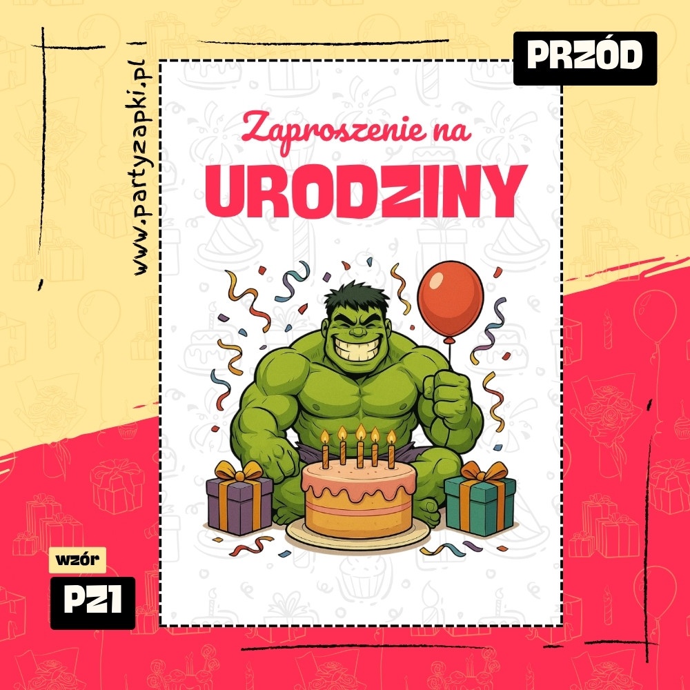 hulk zaproszenie na urodziny 01 pz1 przod