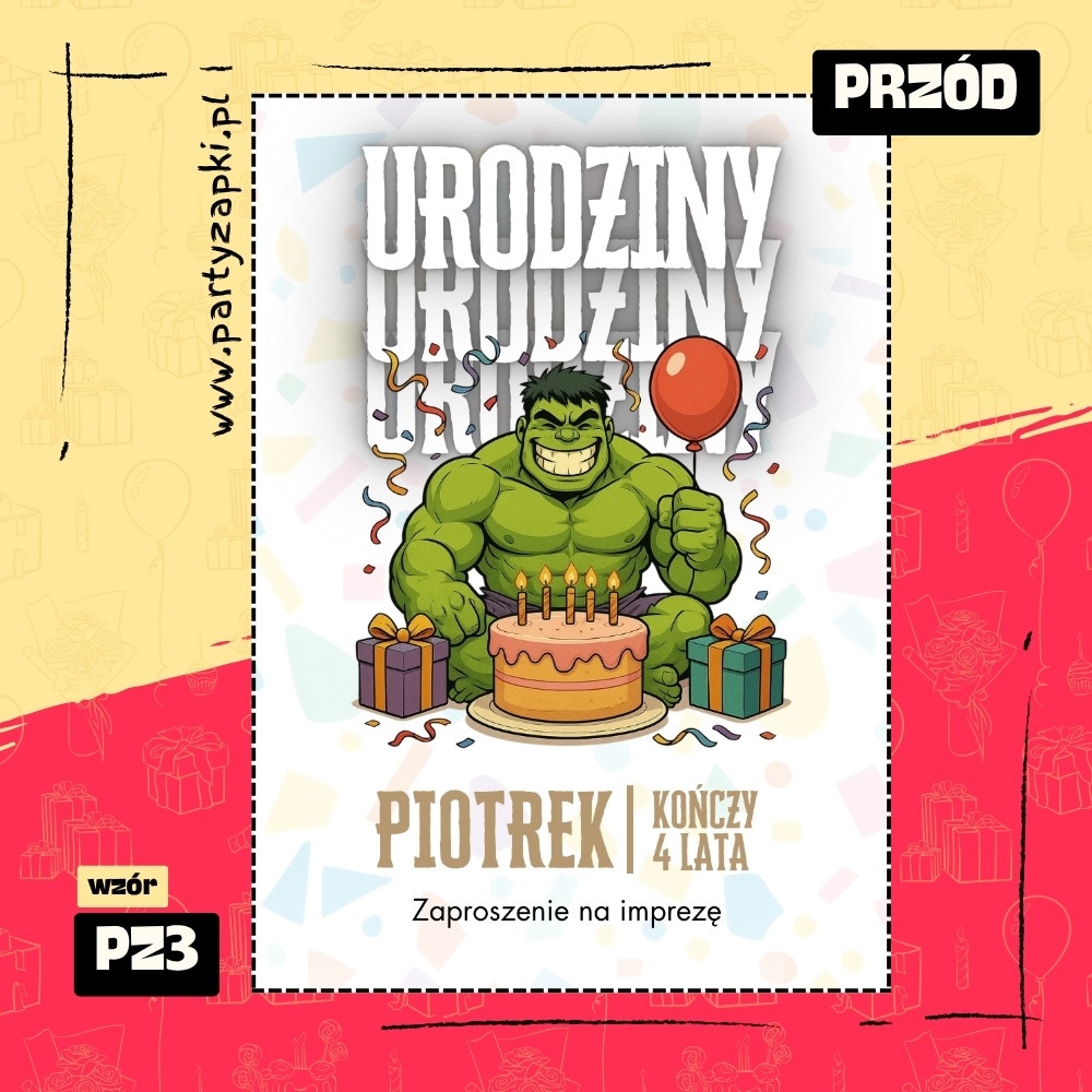 hulk zaproszenie na urodziny 01 pz3 przod
