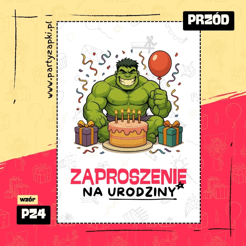 hulk zaproszenie na urodziny 01 pz4 przod