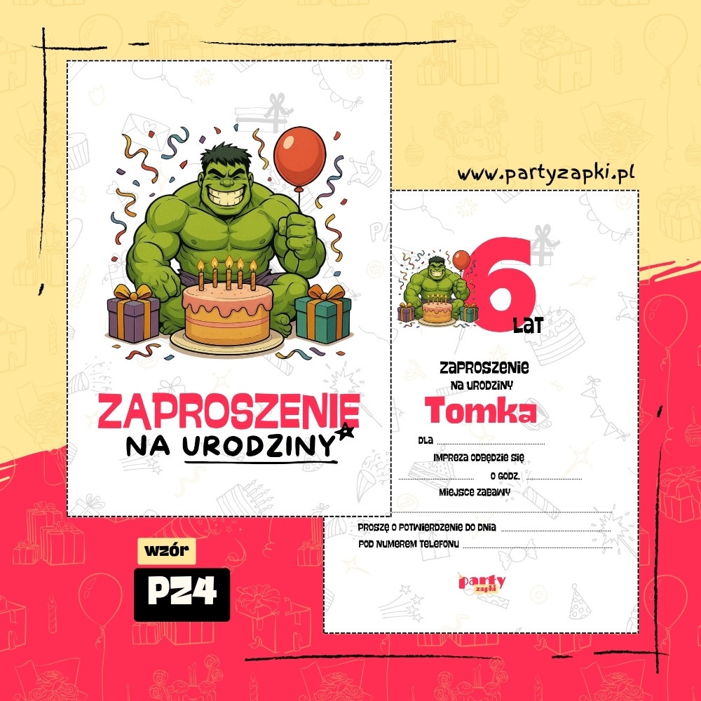 hulk zaproszenie na urodziny 05 pz4