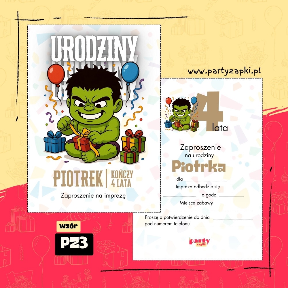 hulk zaproszenie na urodziny 06 pz3
