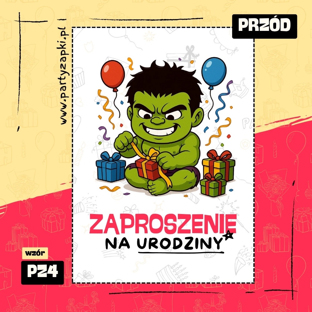 hulk zaproszenie na urodziny 01 pz4 przod