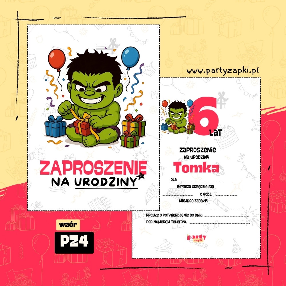 hulk zaproszenie na urodziny 06 pz4