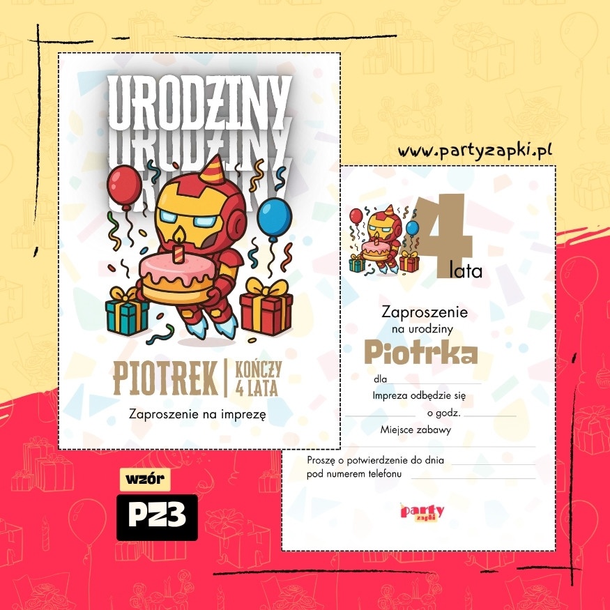 iron man zaproszenie na urodziny 02 pz3