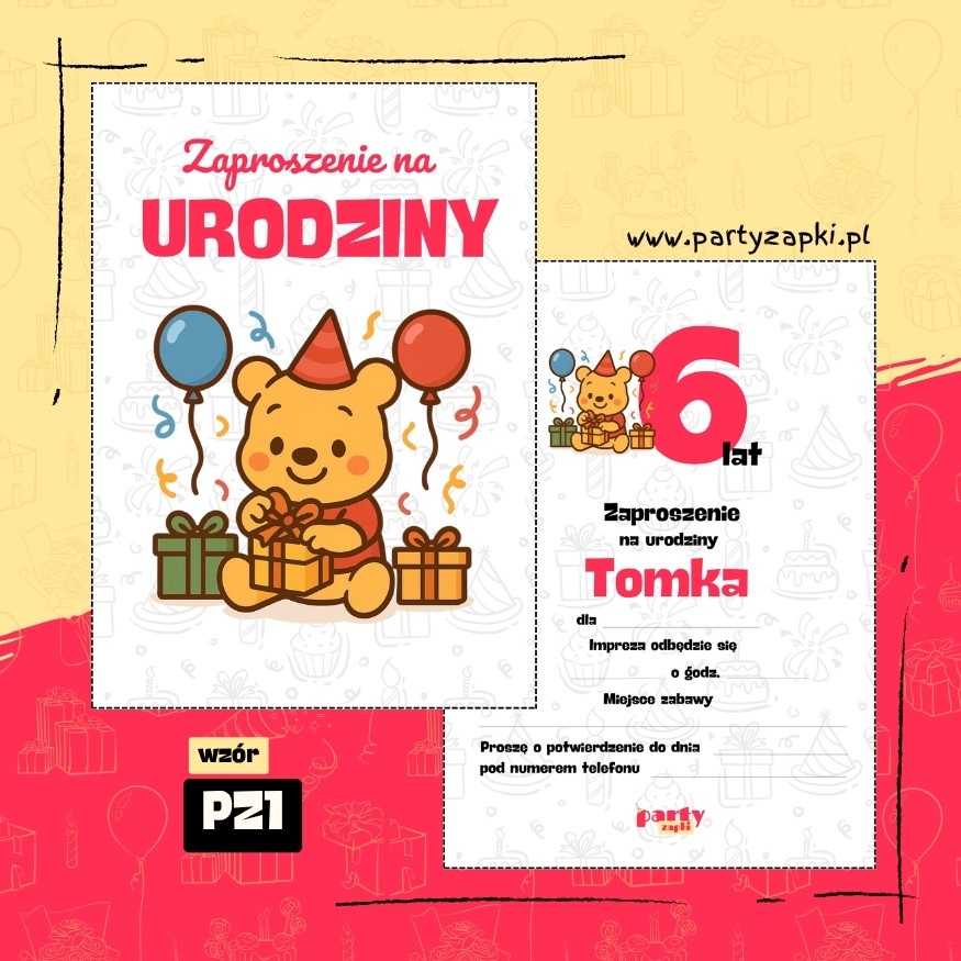 kubus puchatek zaproszenie na urodziny 08 pz1