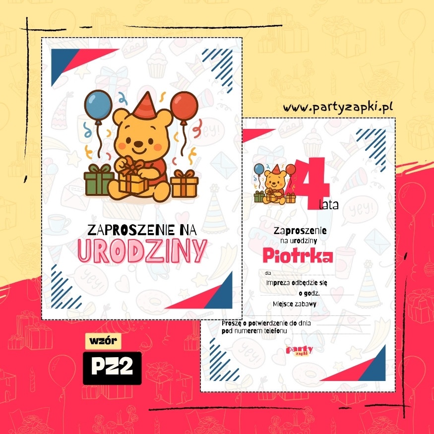 kubus puchatek zaproszenie na urodziny 08 pz2