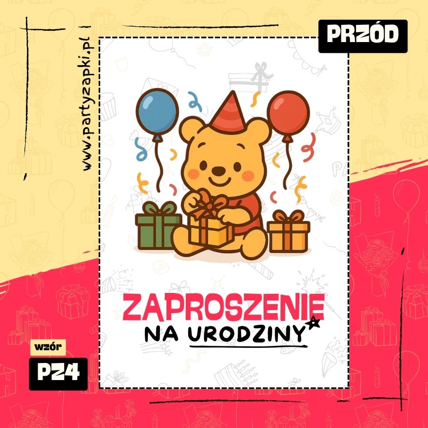 kubus puchatek zaproszenie na urodziny 01 pz4 przod