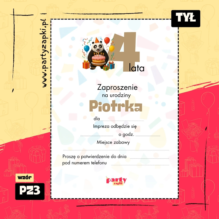 po kung fu panda zaproszenie na urodziny 01 pz3 tyl