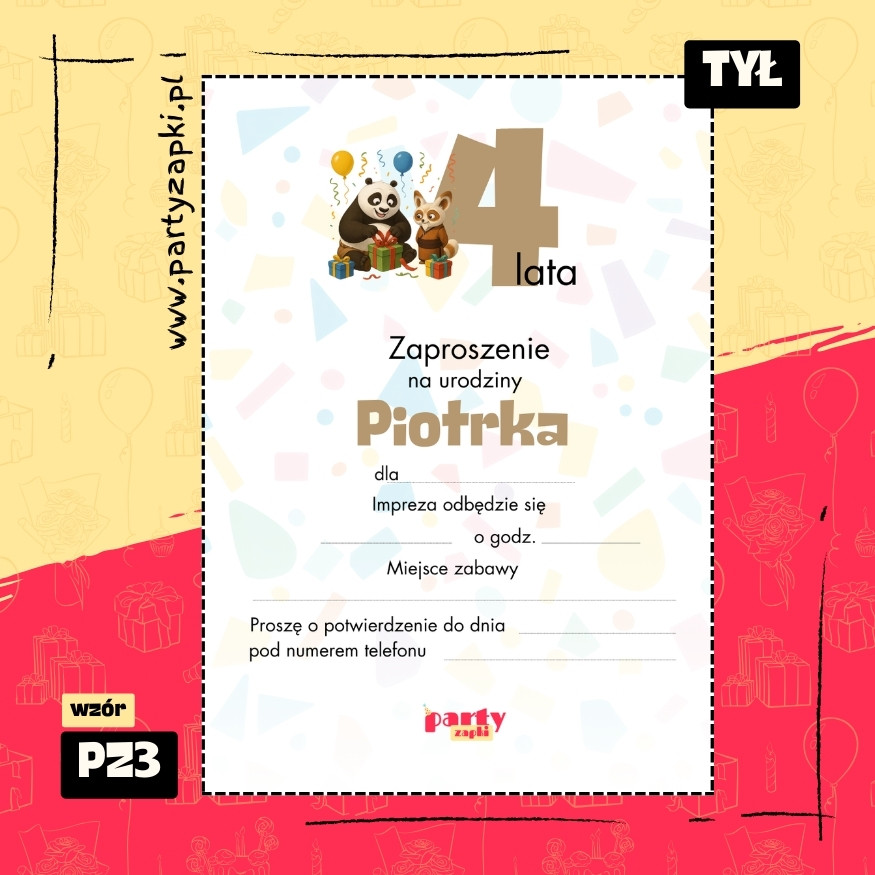 po kung fu panda zaproszenie na urodziny 01 pz3 tyl