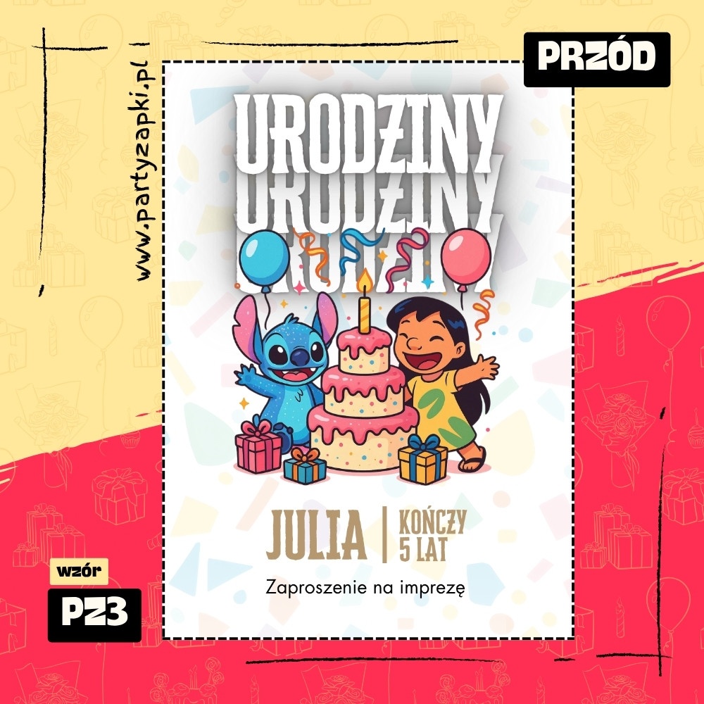 lilo stich zaproszenie na urodziny 01 pz3 przod