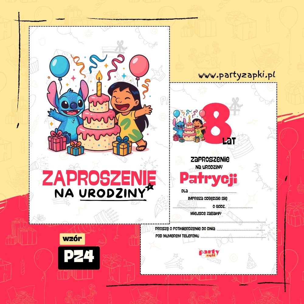 lilo i stich zaproszenie na urodziny 02 pz4