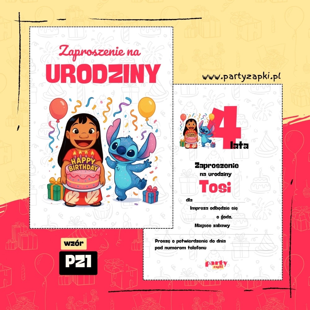 lilo i stich zaproszenie na urodziny 03 pz1