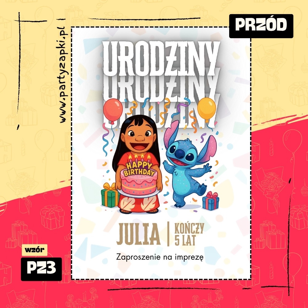 lilo stich zaproszenie na urodziny 01 pz3 przod