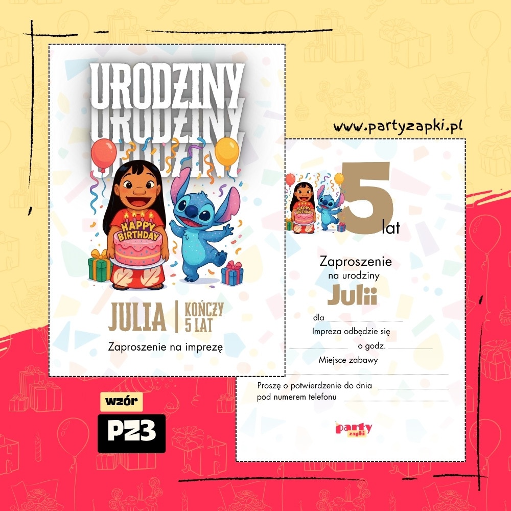 lilo i stich zaproszenie na urodziny 03 pz3
