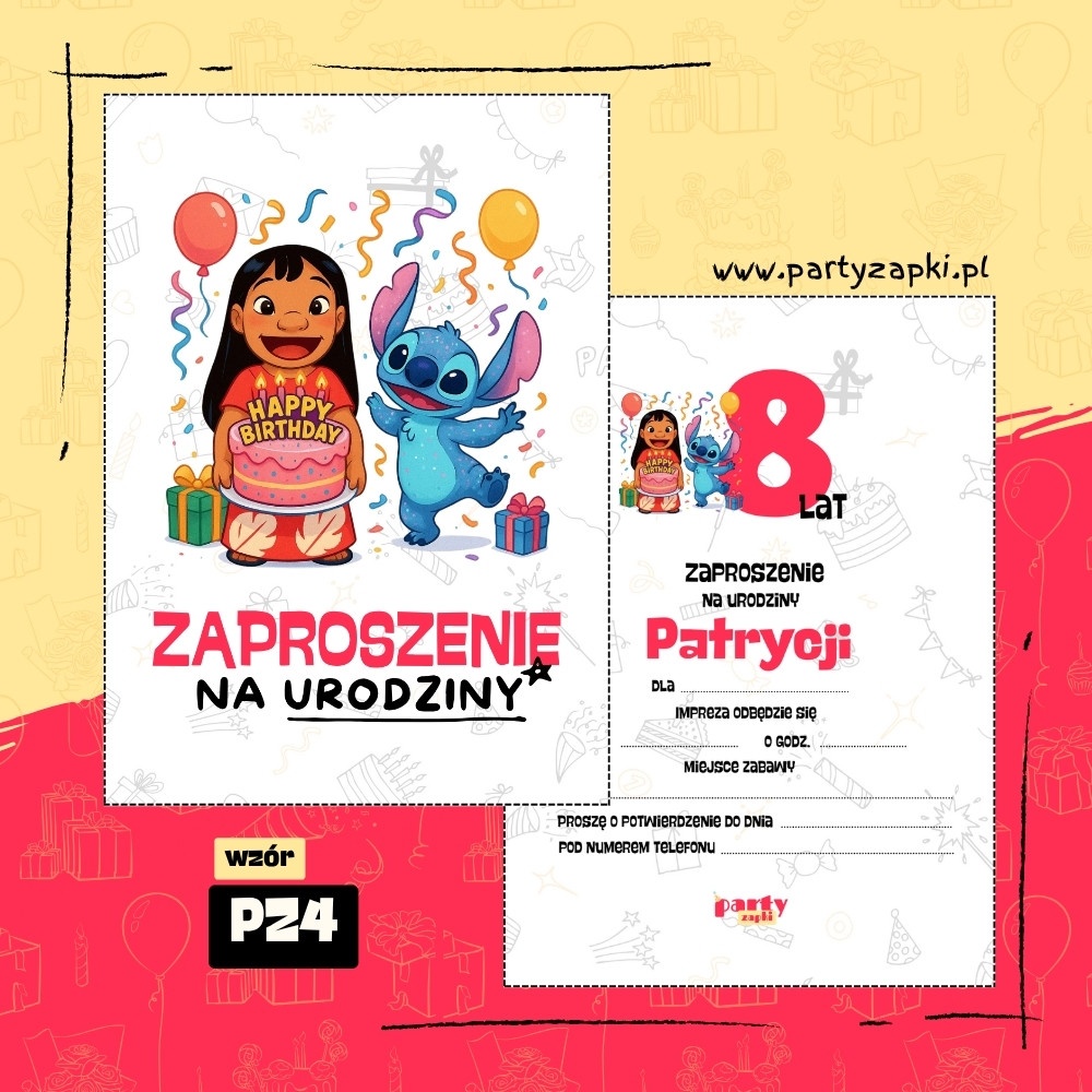 lilo i stich zaproszenie na urodziny 03 pz4