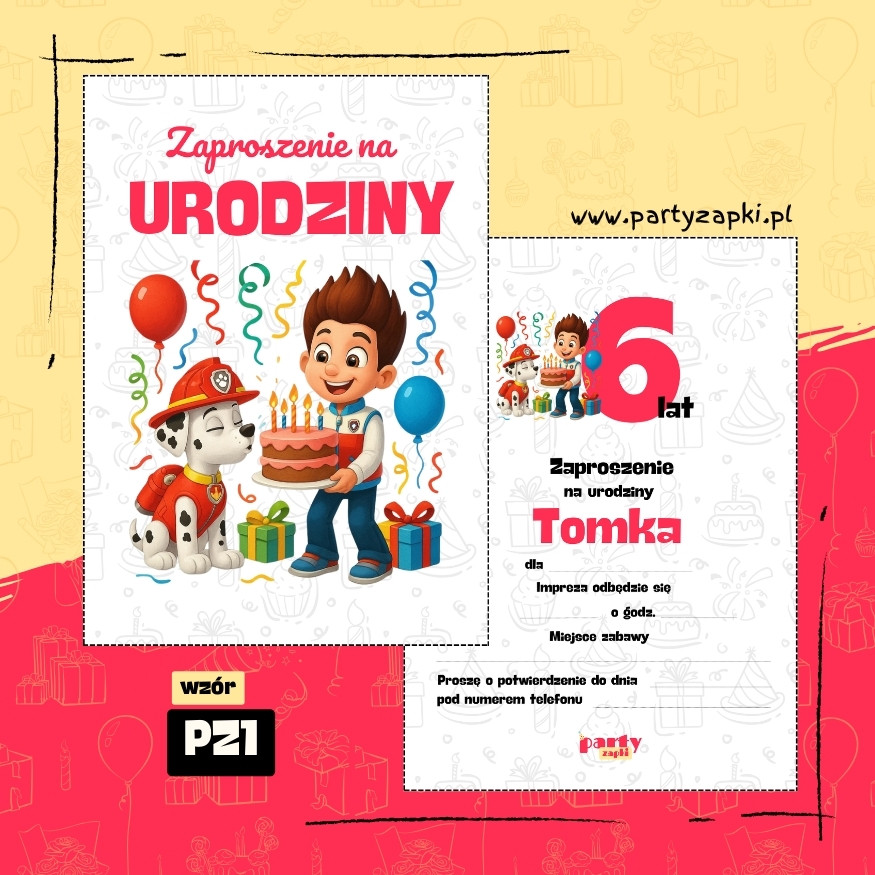 marshall psi patrol zaproszenie na urodziny 02 pz1