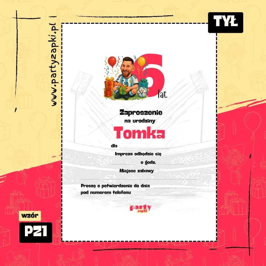 messi zaproszenie na urodziny 01 pz1 tyl