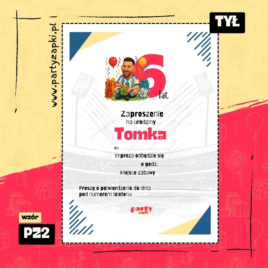 messi zaproszenie na urodziny 01 pz2 tyl
