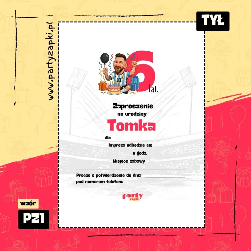 messi zaproszenie na urodziny 01 pz1 tyl