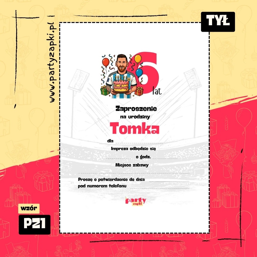 messi zaproszenie na urodziny 01 pz1 tyl