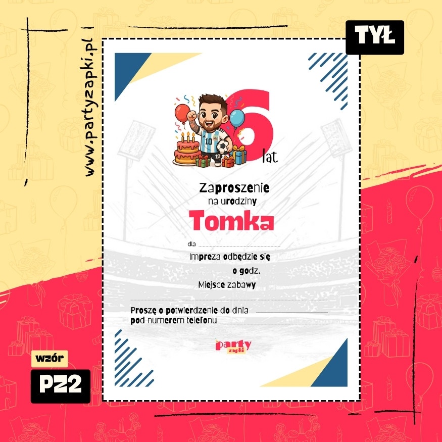 messi zaproszenie na urodziny 01 pz2 tyl