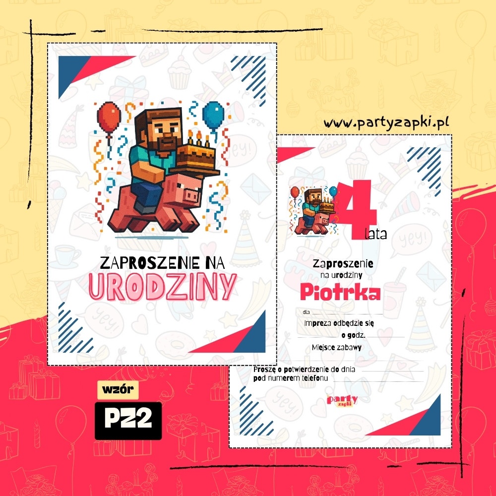 minecraft zaproszenie na urodziny 02 pz2