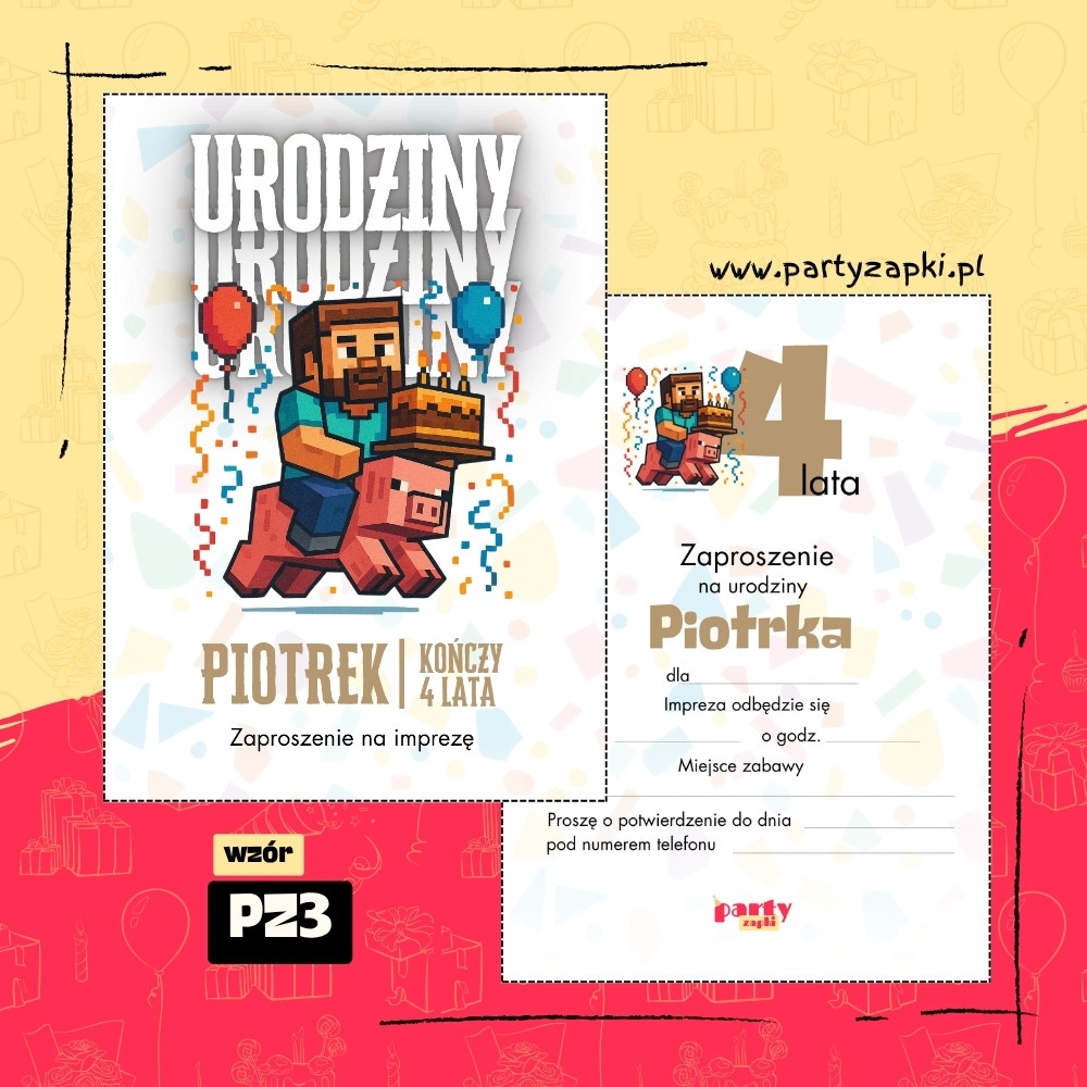 minecraft zaproszenie na urodziny 02 pz3