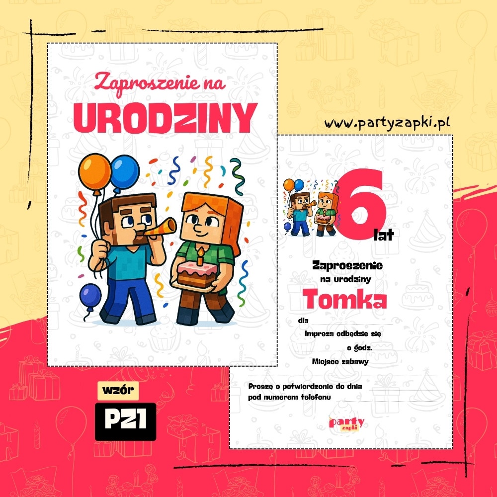 minecraft zaproszenie na urodziny 06 pz1