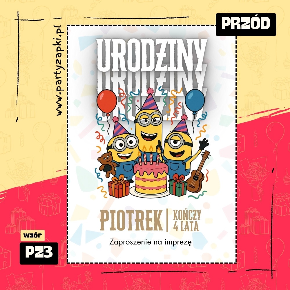 minionki zaproszenie na urodziny 01 pz3 przod