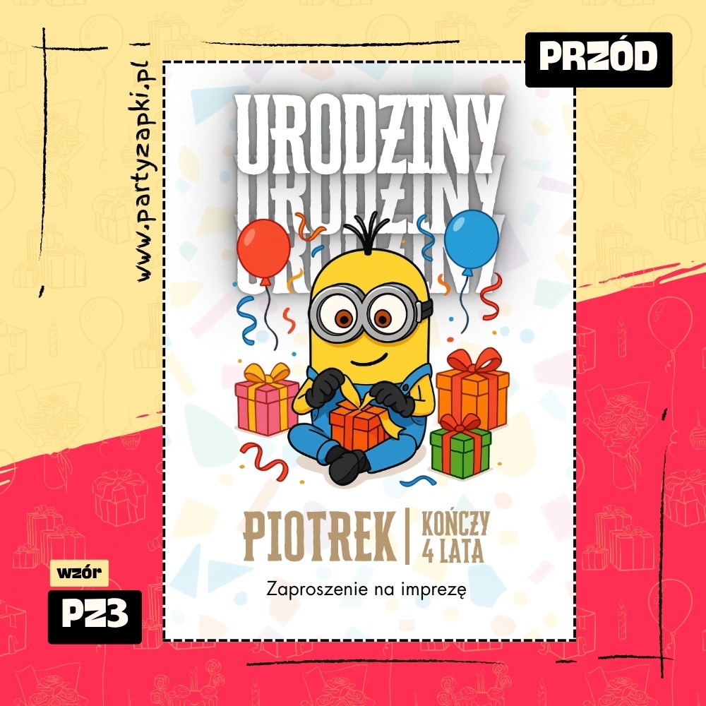 minionki zaproszenie na urodziny 01 pz3 przod