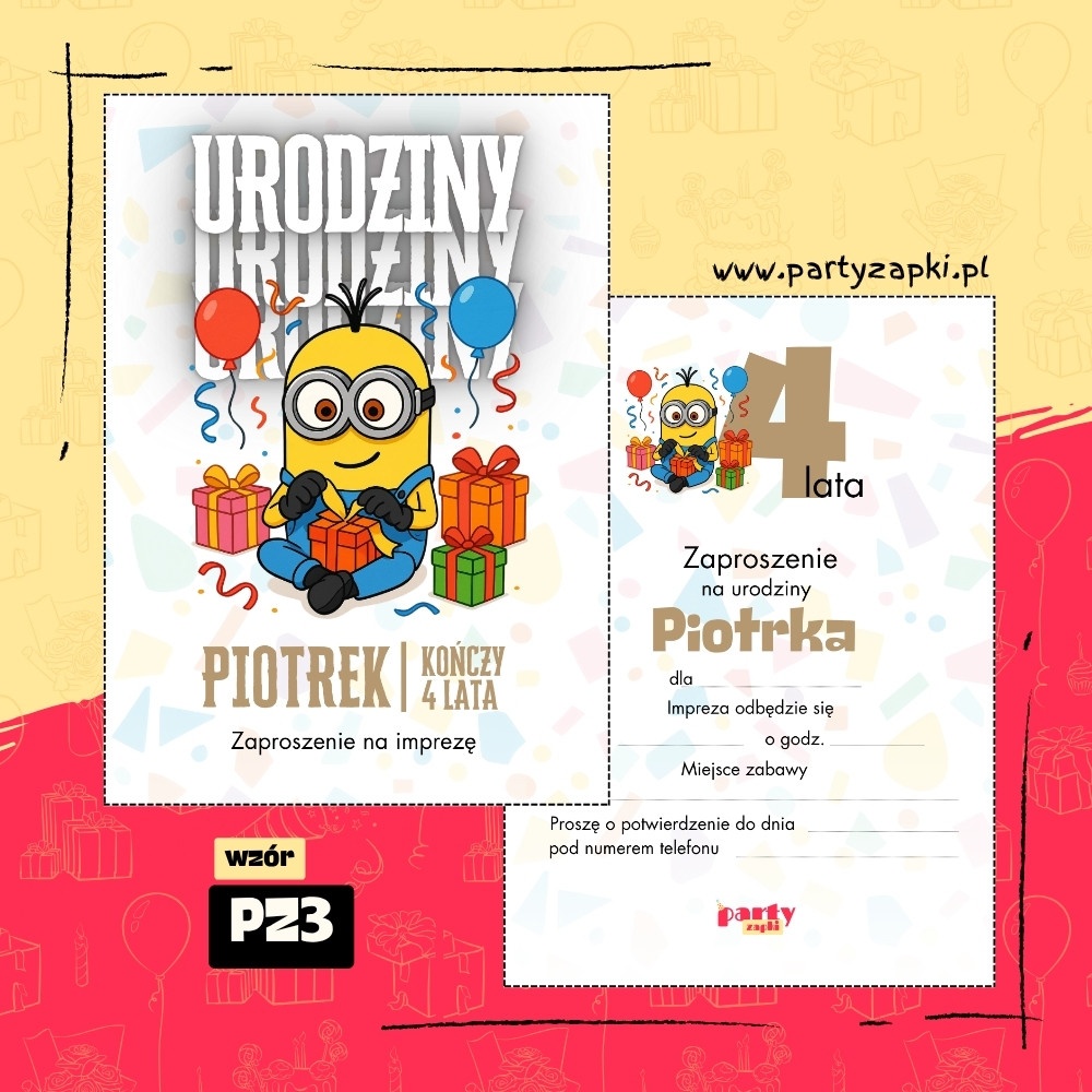 minionki zaproszenie na urodziny 04 pz3