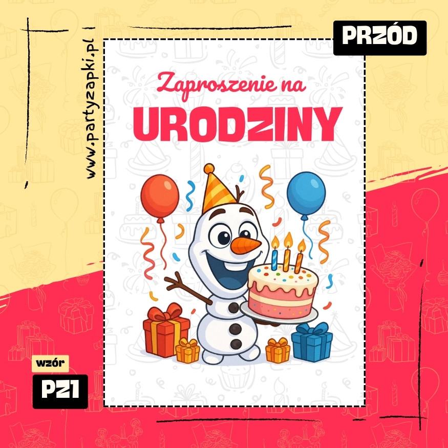 olaf kraina lodu zaproszenie na urodziny 01 pz1 przod