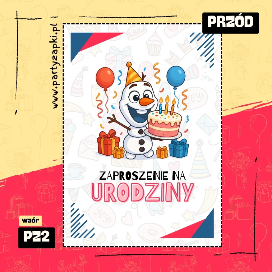olaf kraina lodu zaproszenie na urodziny 01 pz2 przod