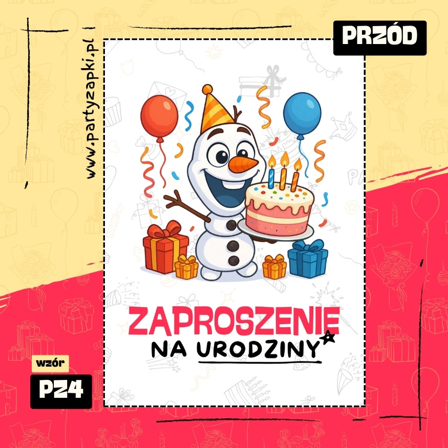 olaf kraina lodu zaproszenie na urodziny 01 pz4 przod