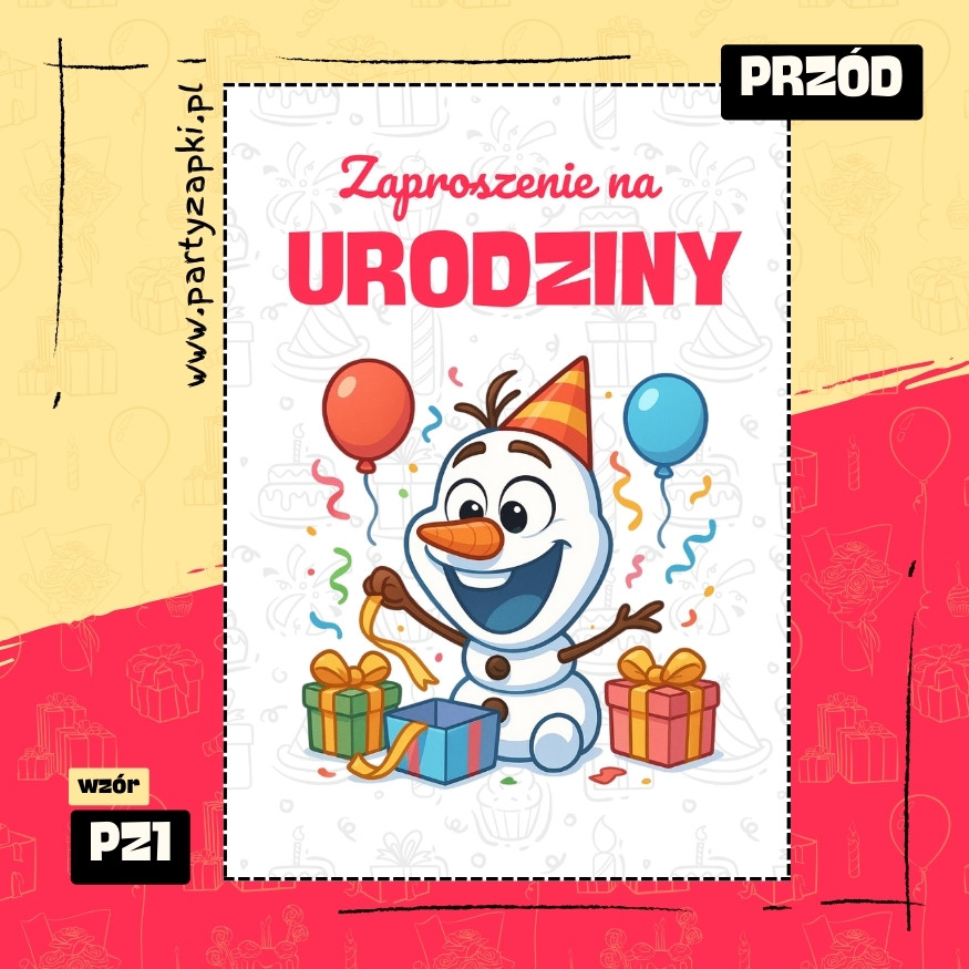 olaf kraina lodu zaproszenie na urodziny 01 pz1 przod