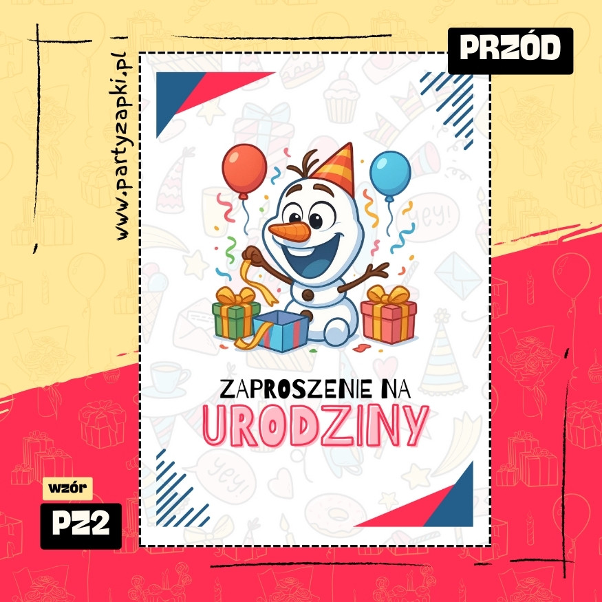 olaf kraina lodu zaproszenie na urodziny 01 pz2 przod