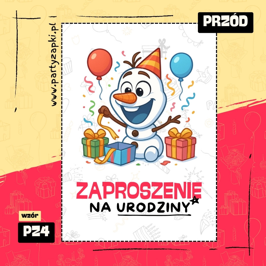 olaf kraina lodu zaproszenie na urodziny 01 pz4 przod