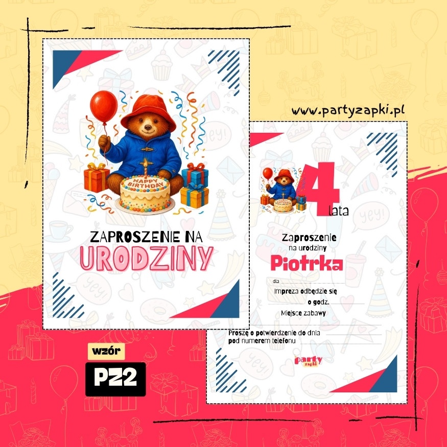 paddington zaproszenie na urodziny 03 pz2