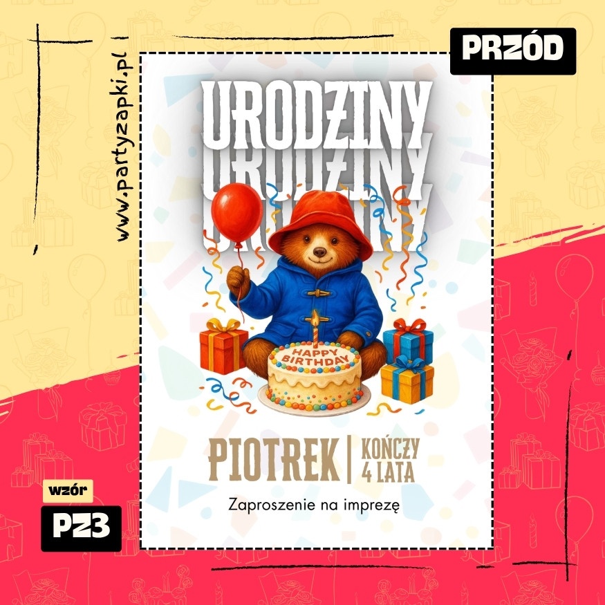 paddington zaproszenie na urodziny 01 pz3 przod
