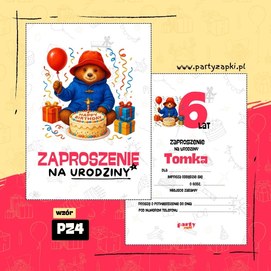 paddington zaproszenie na urodziny 03 pz4
