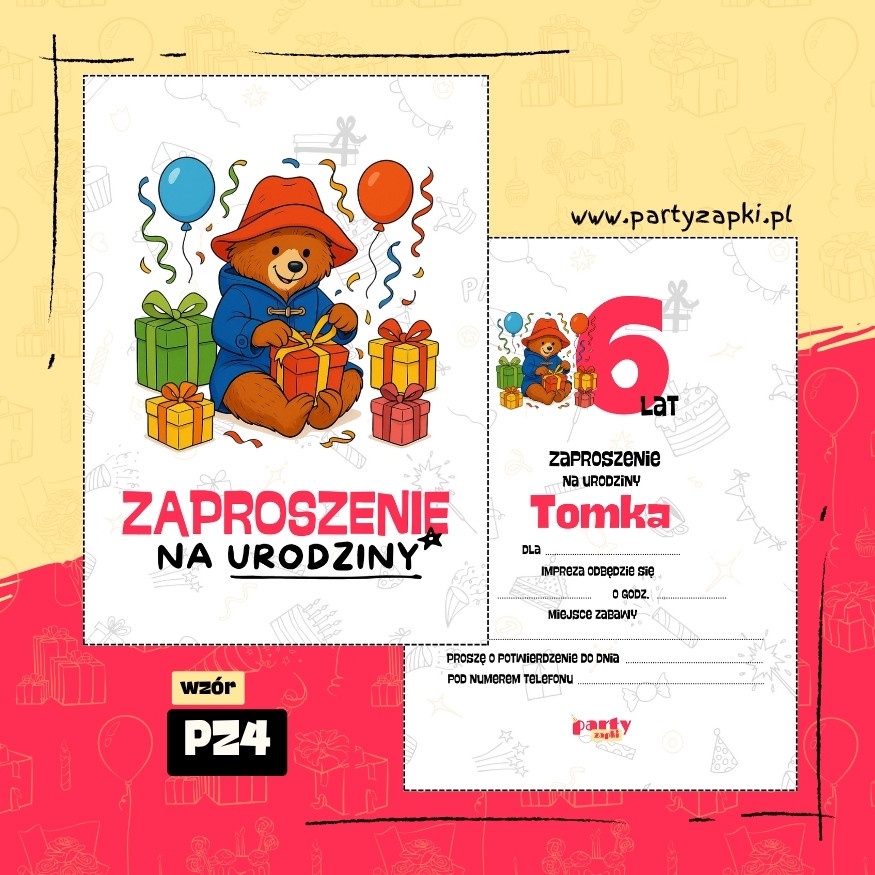 paddington zaproszenie na urodziny 05 pz4